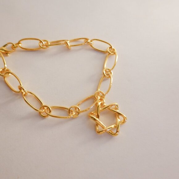 NEW Jewish Star Charm Bracelet 24k gold plated - Picture 1 of 3